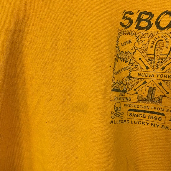5 Boro NYC Alleged Lucky Skate Co Yellow Long Sleeve T-Shirt Men’s S Boroughs - Picture 3 of 7